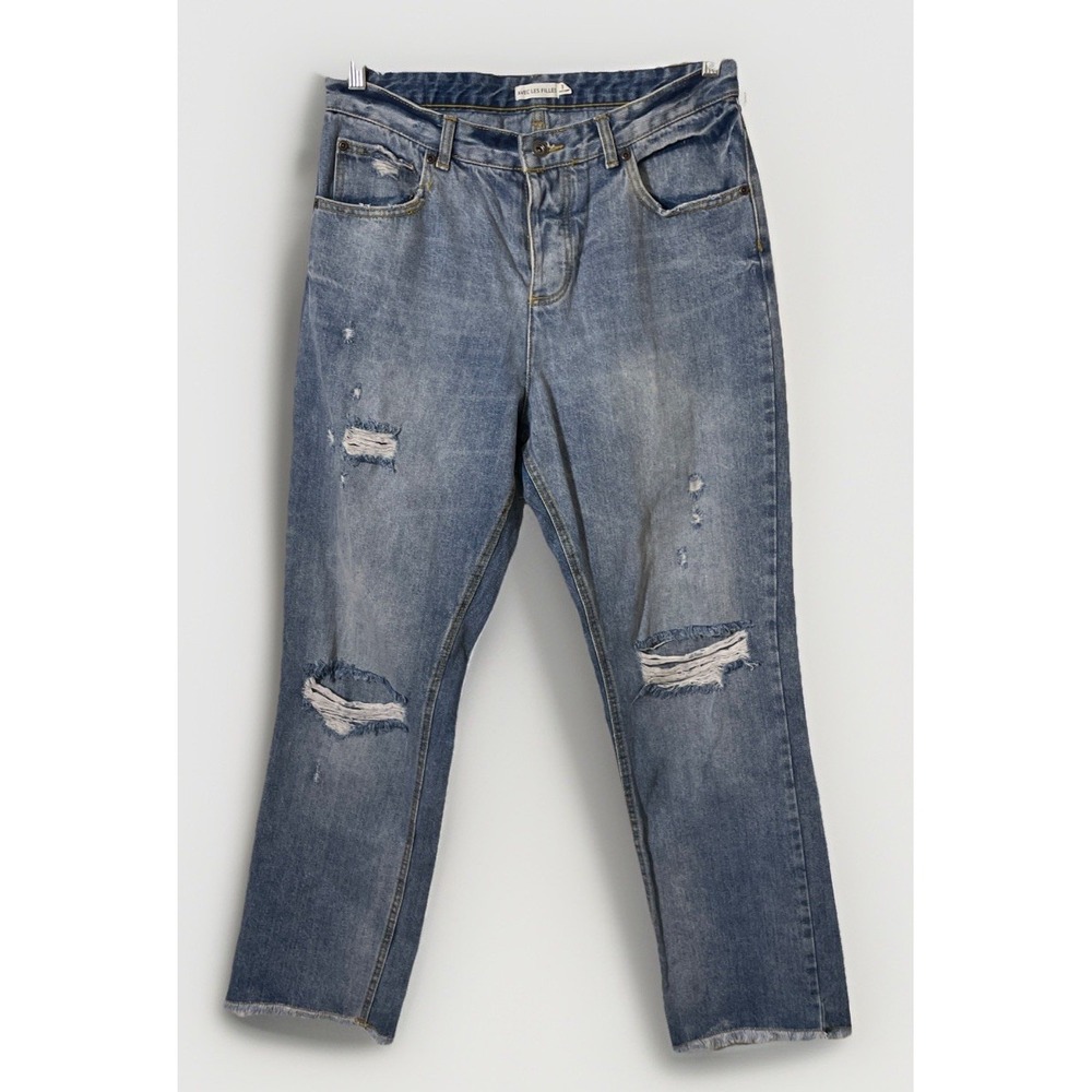 Avec‎ Les Filles Blue Distressed  High Rise Straight Jeans Womens Size 30/10